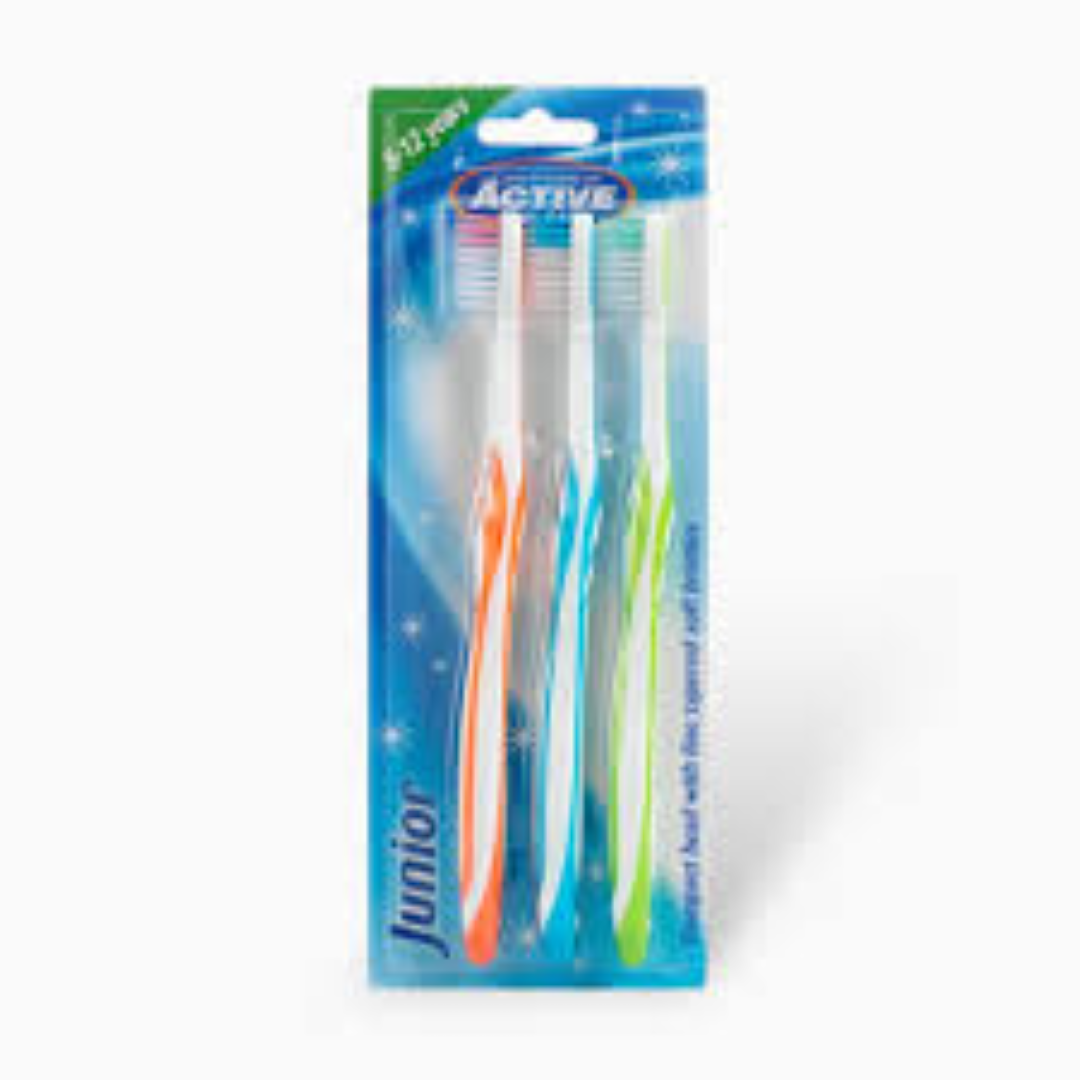 ACTIVE JUNIOR TOOTHBRUSH 3PACK 8-12YRS